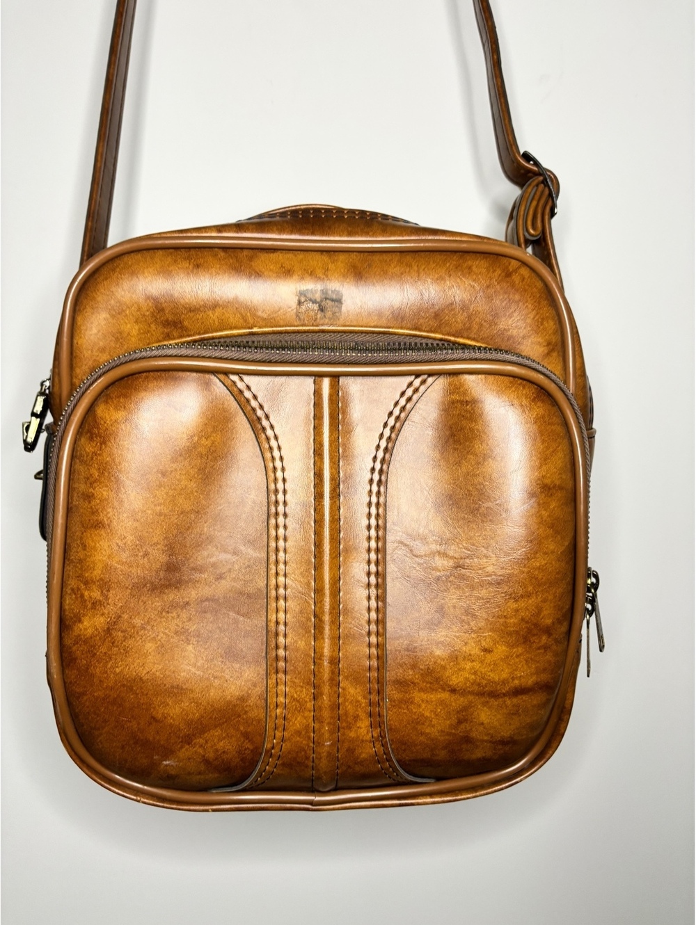Brown Faux Leather Crossbody Bag